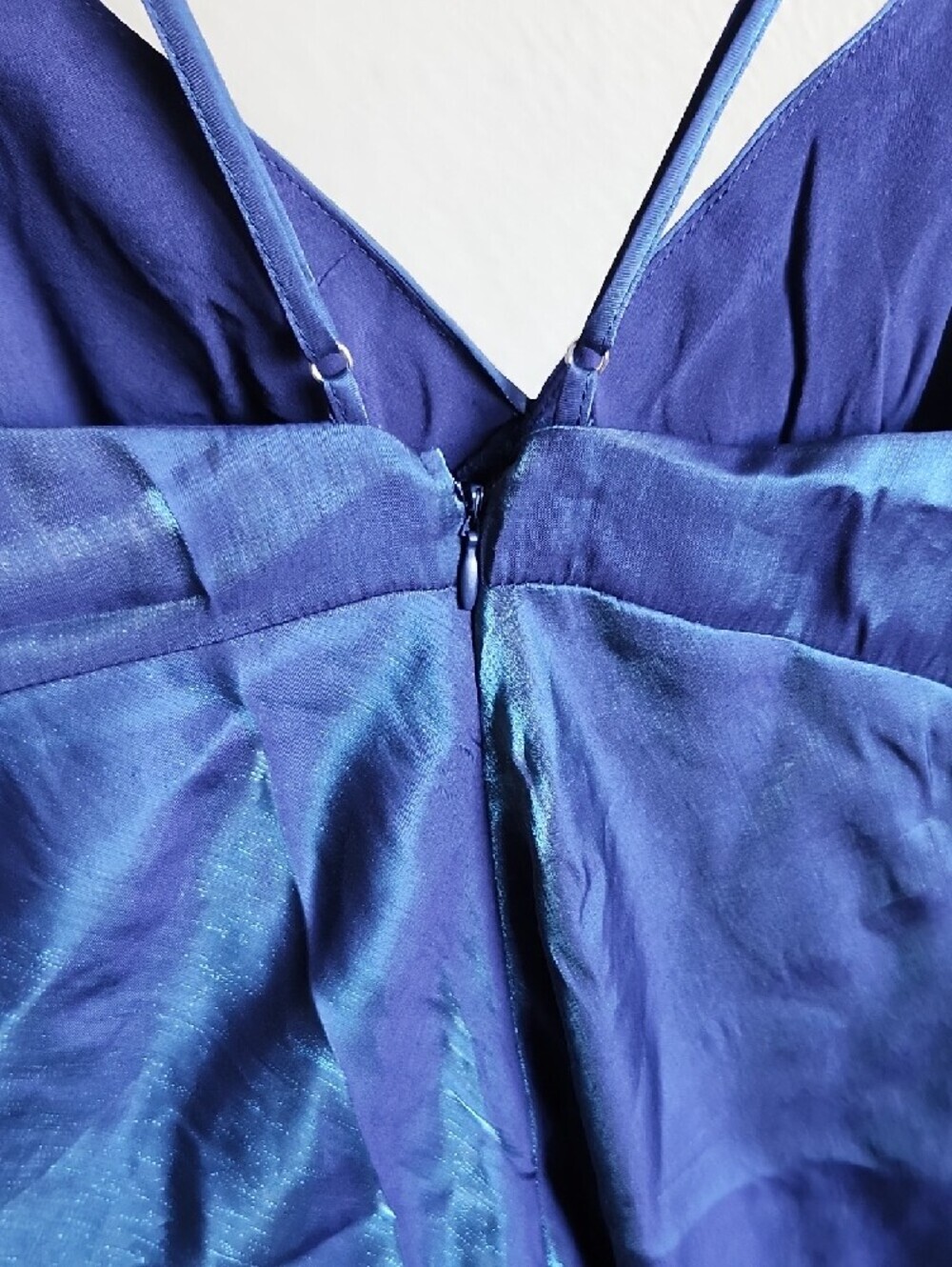 wild fable Iridescent Navy Blue Maxi Slip Dress with Double Straps - Picture 8 of 8